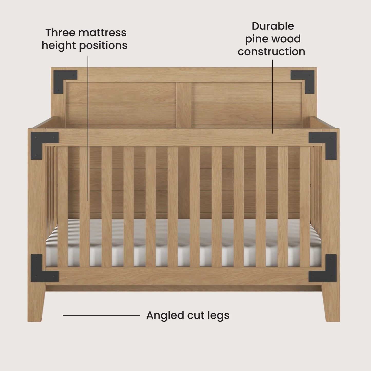 2-Piece Nursery Set with 4-In-1 Convertible Crib and 3 Drawer Dresser (Nutmeg)