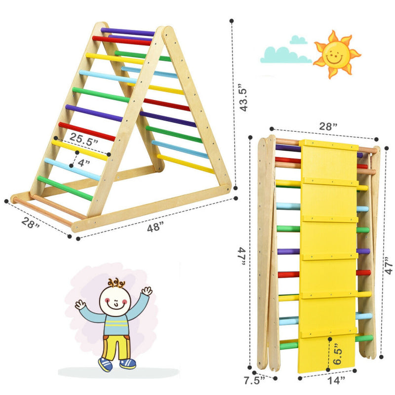 Foldable Wooden Climbing Triangle Indoor Home Climber Ladder