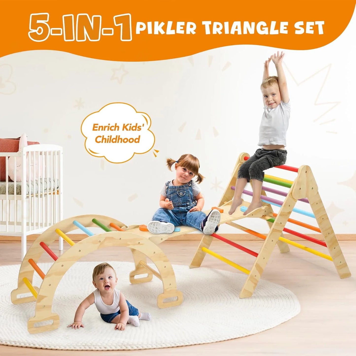 5-in-1 Wooden Montessori Climber