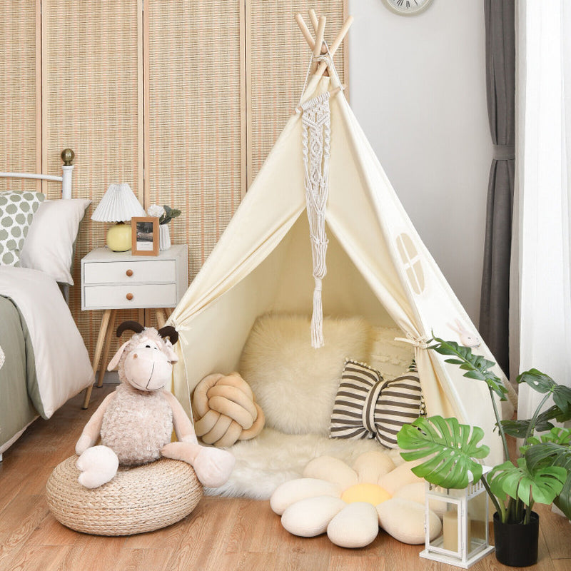 Foldable Kids Canvas Teepee Play Tent