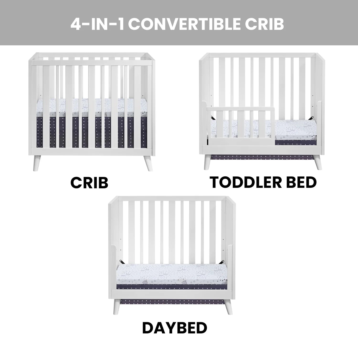 Oxfor Baby Renwick 3-in-1 Mini Crib White