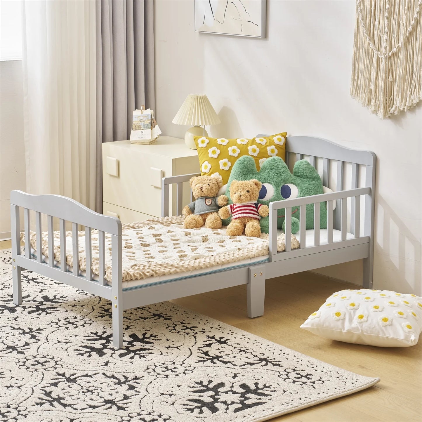 Solid Wood Toddler Bed - Gray