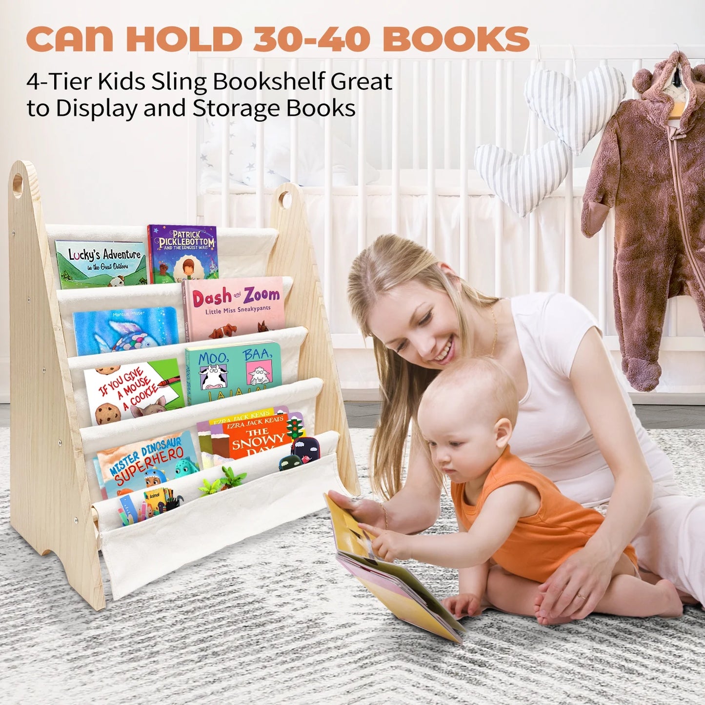 Bookshelf with Canvas Sling Sleeves