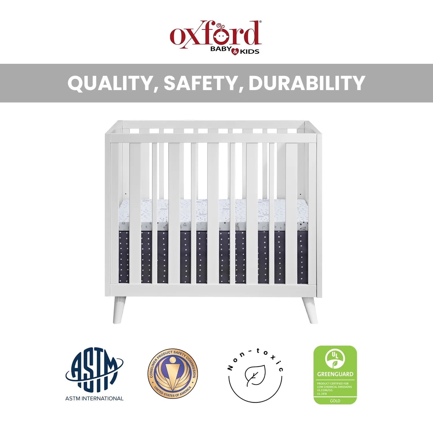 Oxfor Baby Renwick 3-in-1 Mini Crib White