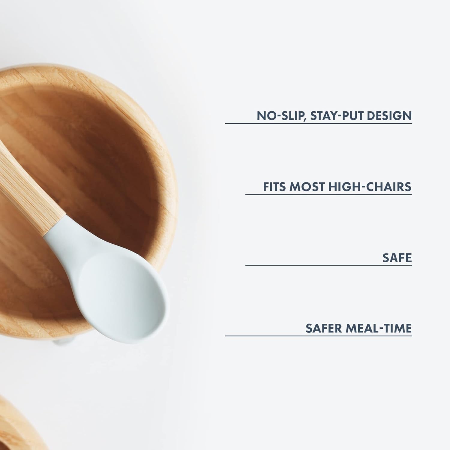 Bamboo Suction Bowl and Silicone Spoon Set