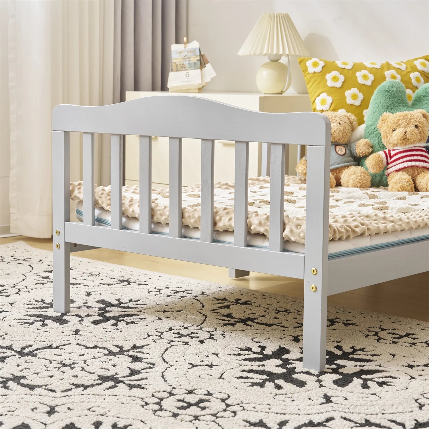 Solid Wood Toddler Bed - Gray