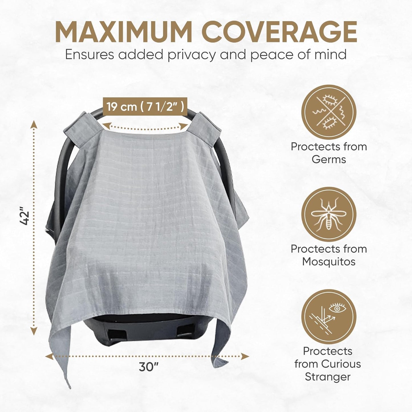 100% Organic Muslin Car Seat Cover