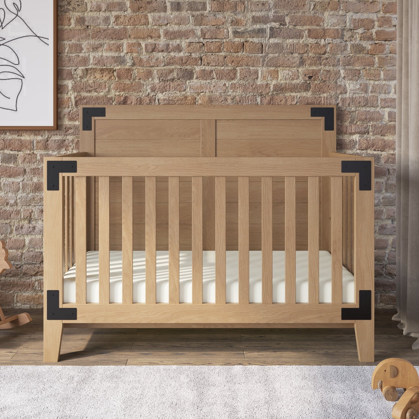 2-Piece Nursery Set with 4-In-1 Convertible Crib and 3 Drawer Dresser (Nutmeg)