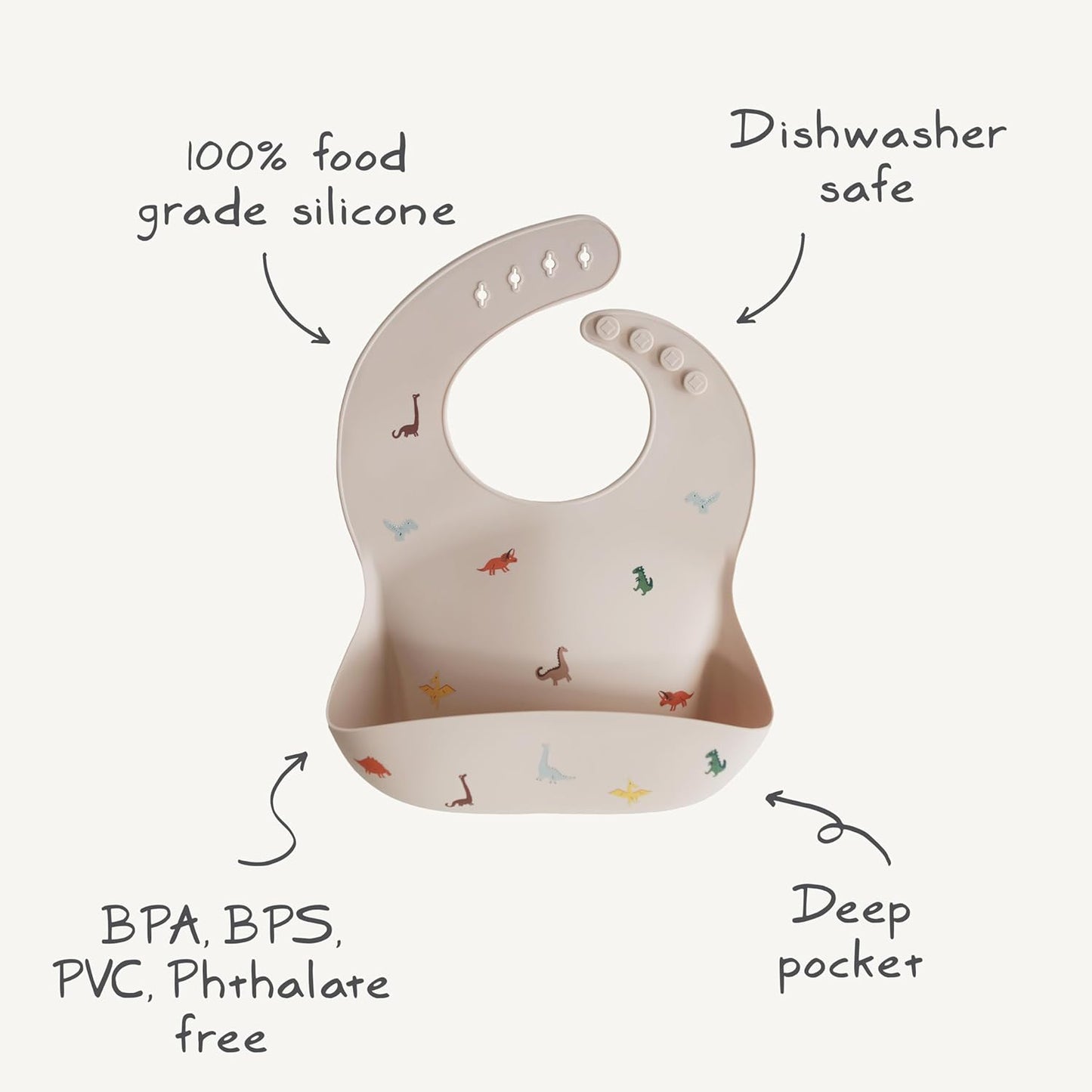 Silicone Baby Bib | Adjustable Fit Waterproof Bibs