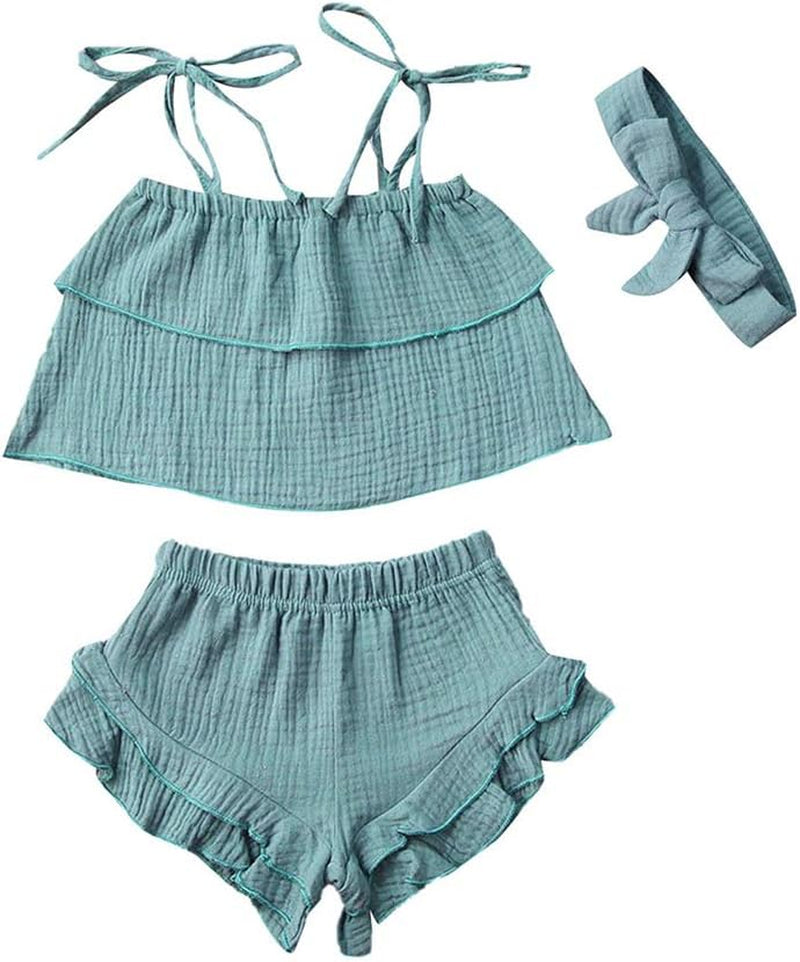 Knitted  Ruffle Top & Shorts Outfit