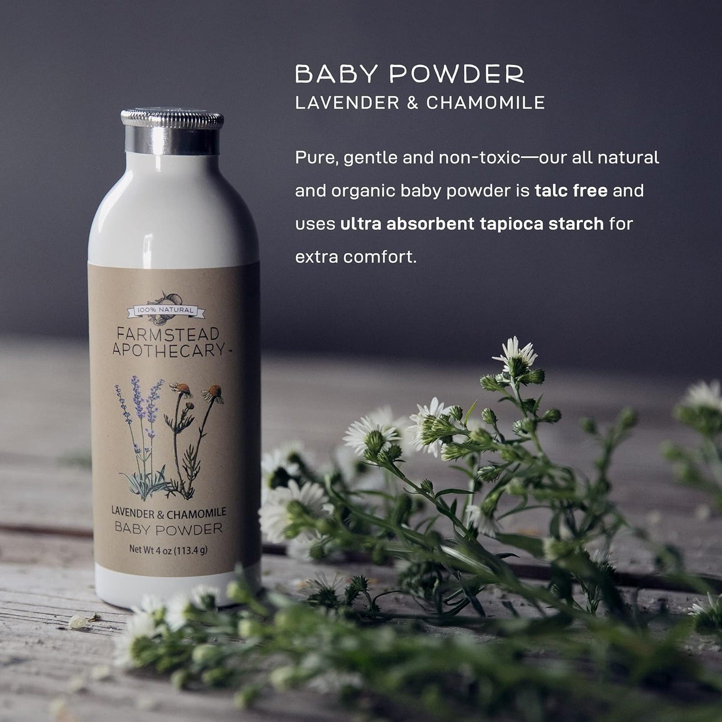 100% Natural Baby Powder (4 oz)