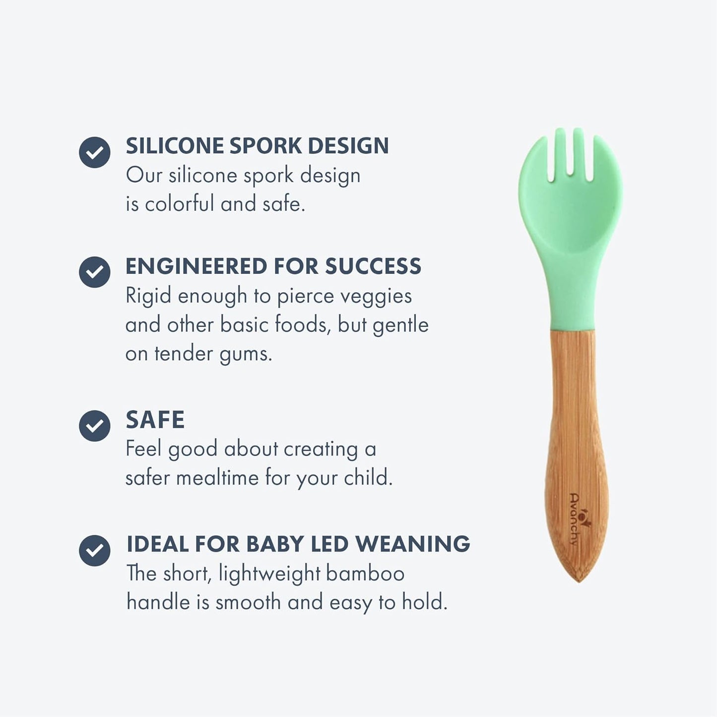 Bamboo and Silicone Spork Utensils (2 Pack)