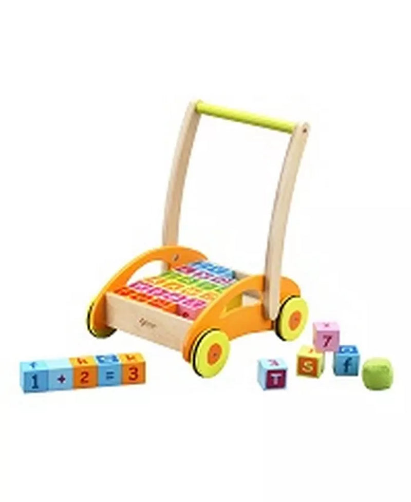 Wood Baby Walker with Blocks, 31 Piece Set