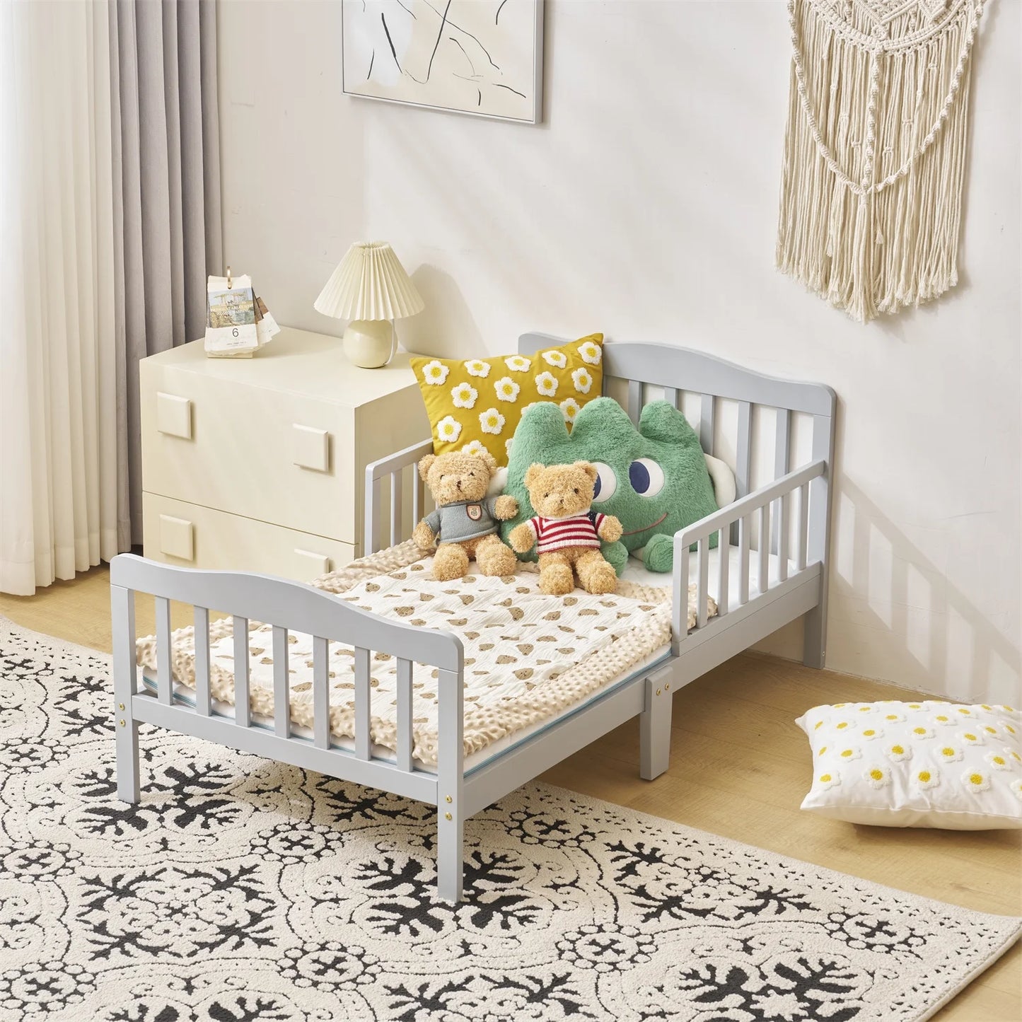 Solid Wood Toddler Bed - Gray