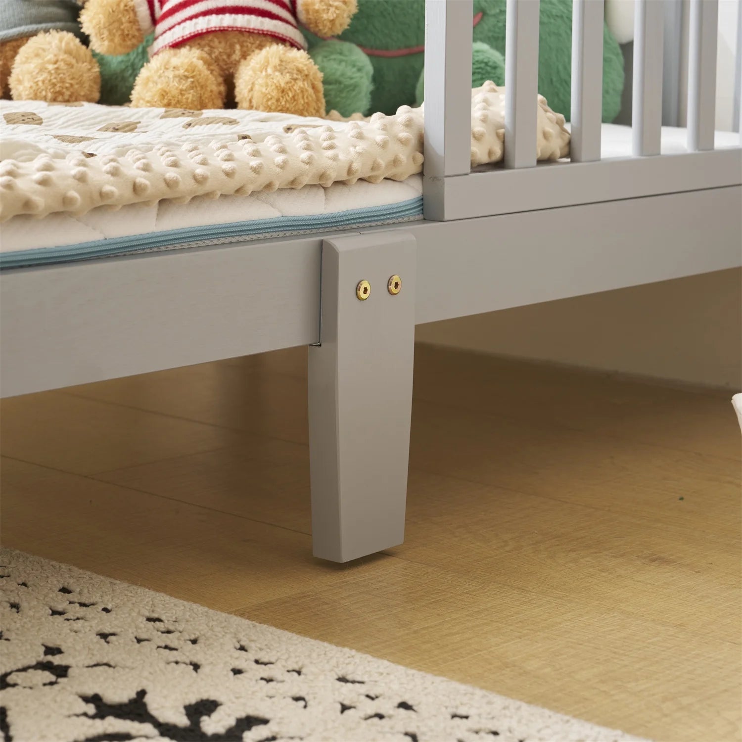 Solid Wood Toddler Bed - Gray