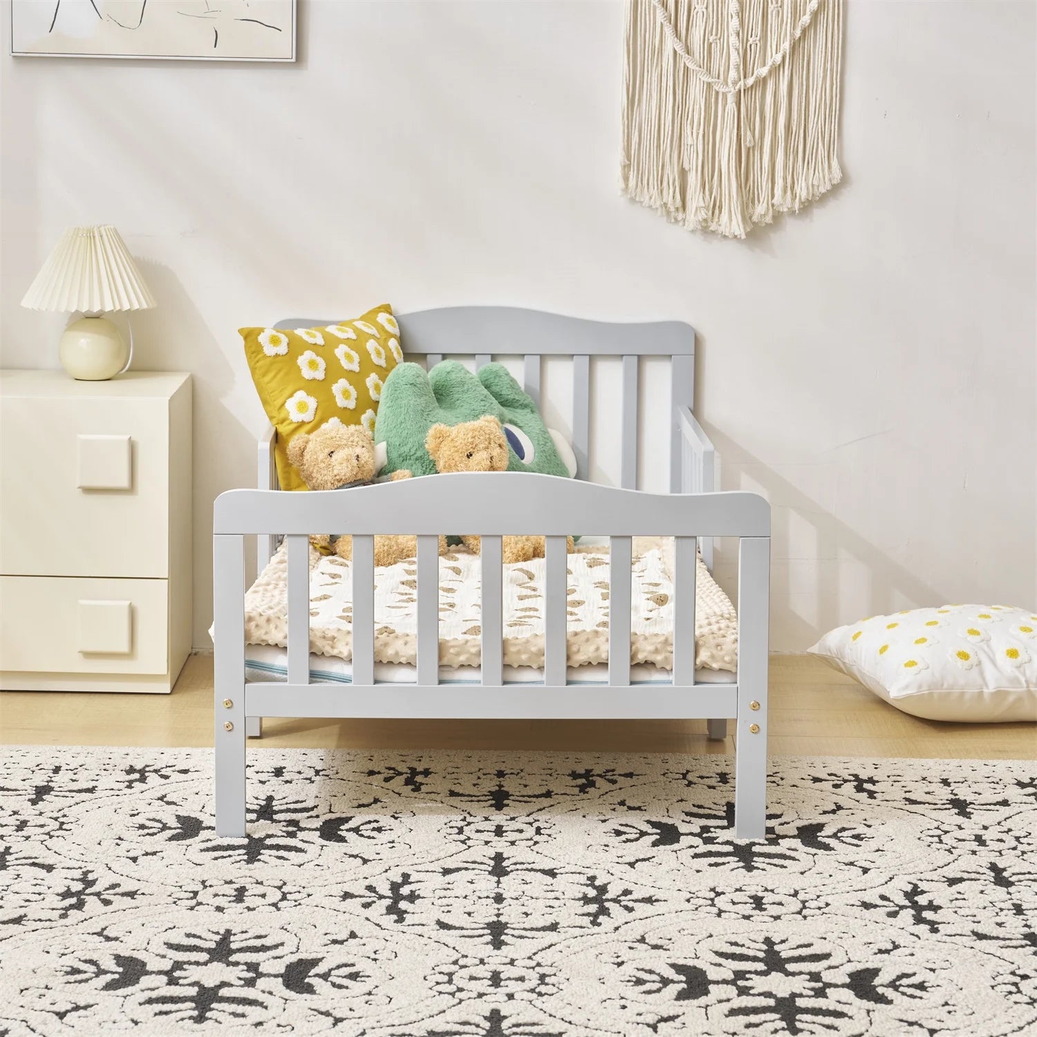 Solid Wood Toddler Bed - Gray