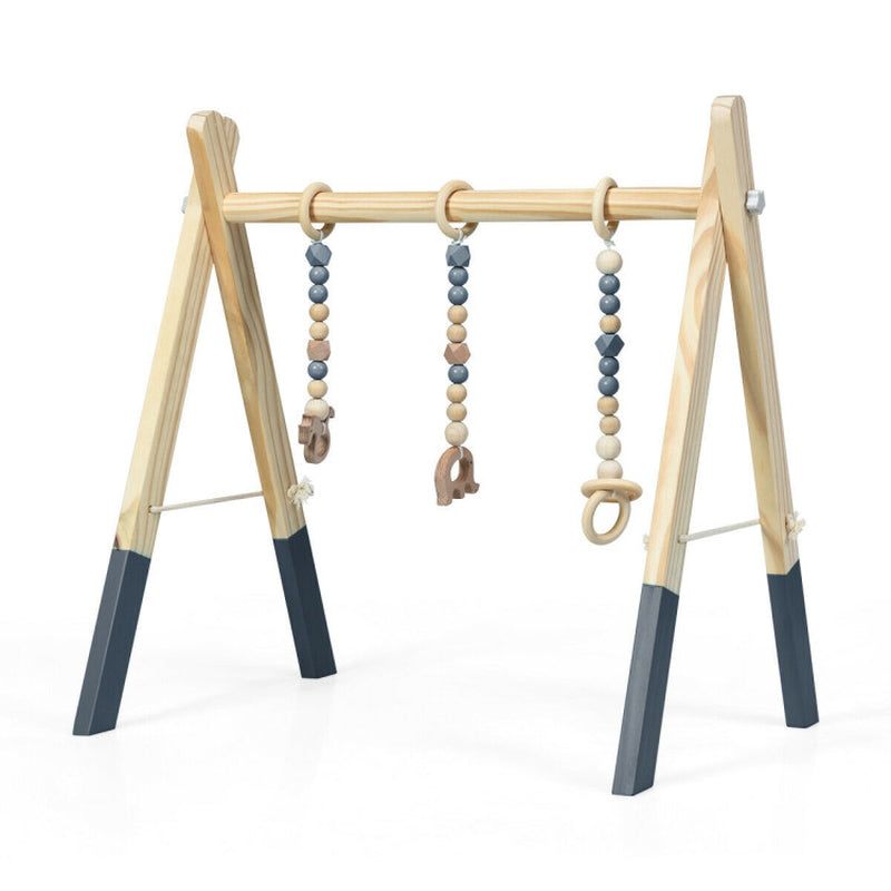 Wooden Baby Play Center with 3 Hanging Toys