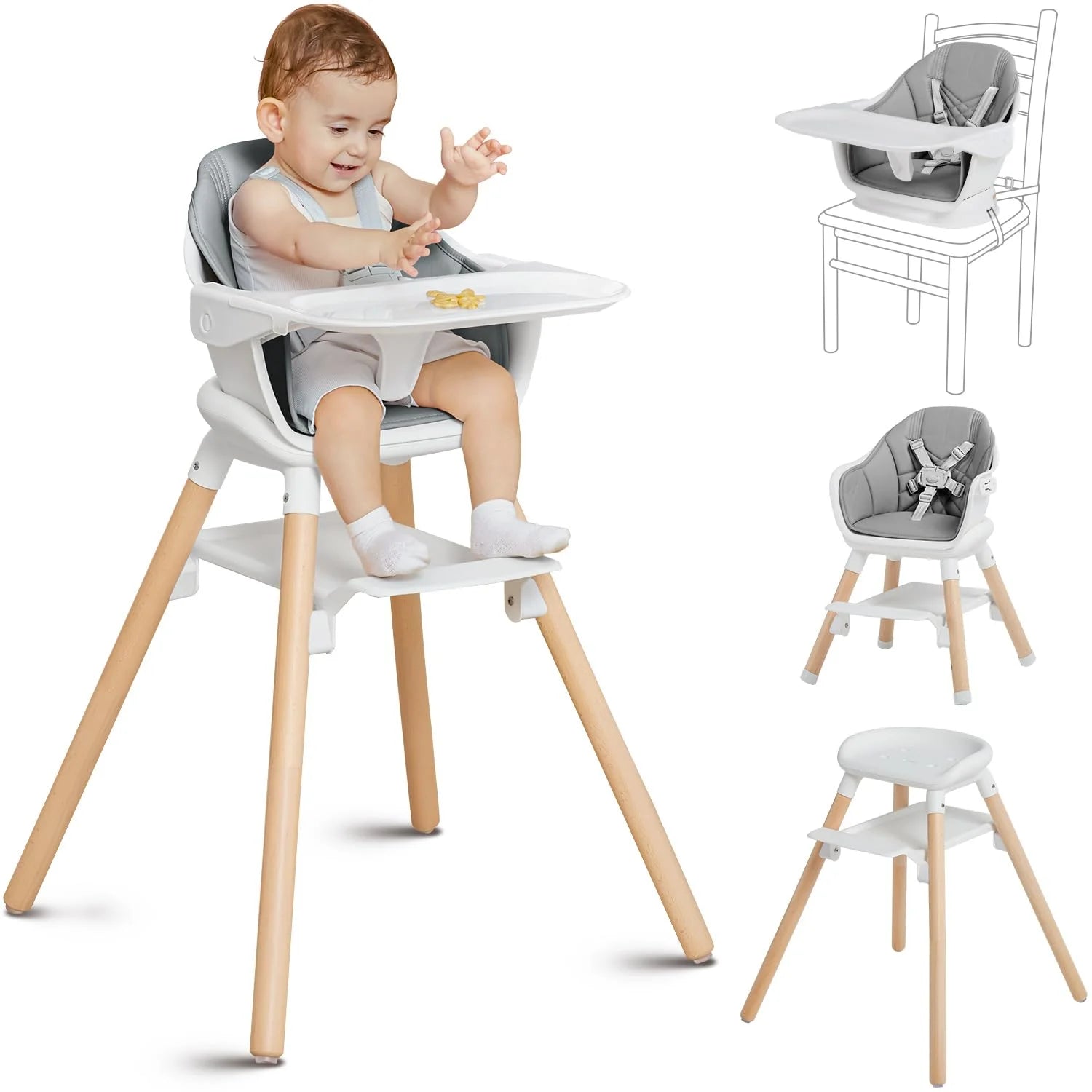 11-in-1 Convertible Wooden High Chair