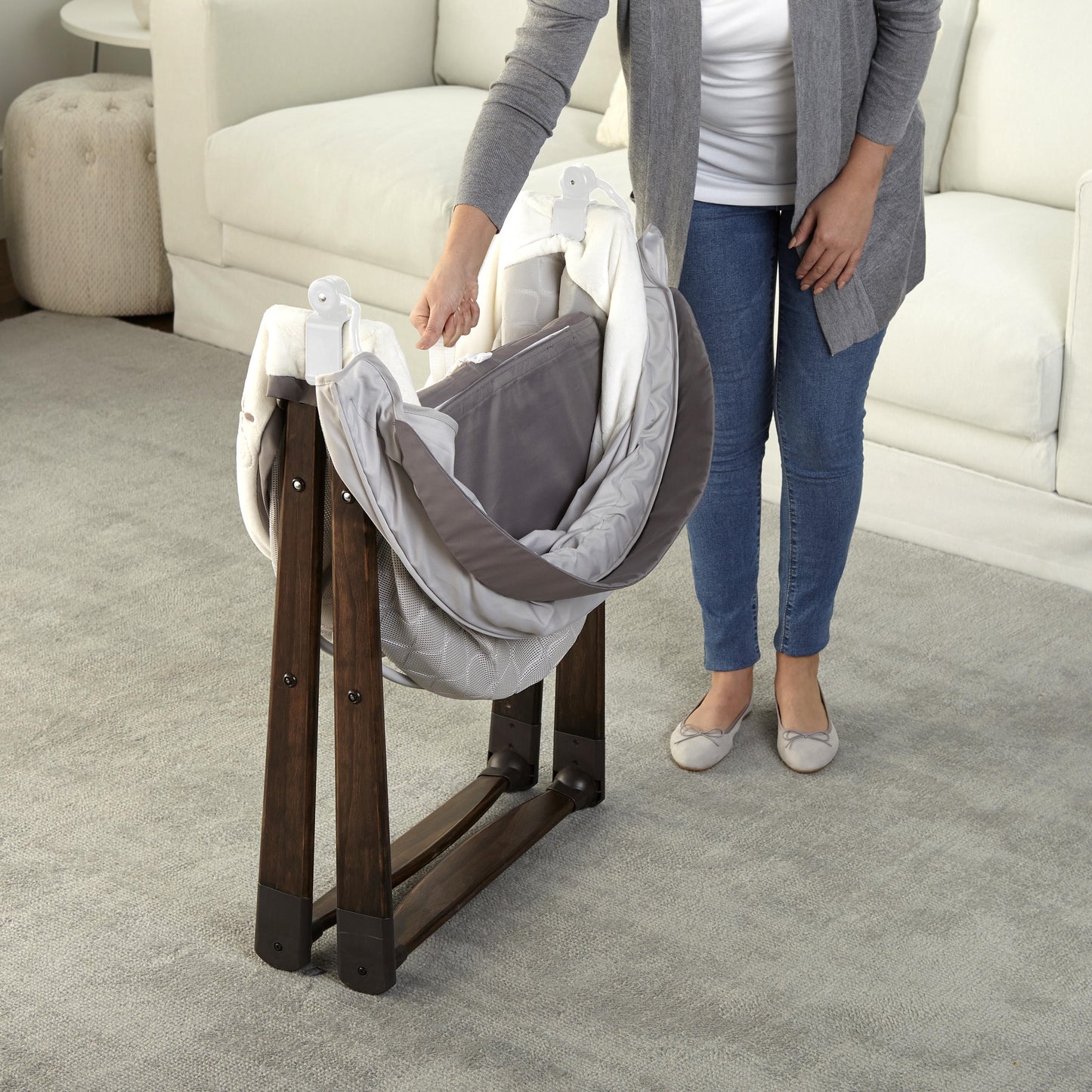 Foldaway Rocking Portable Wood Bassinet