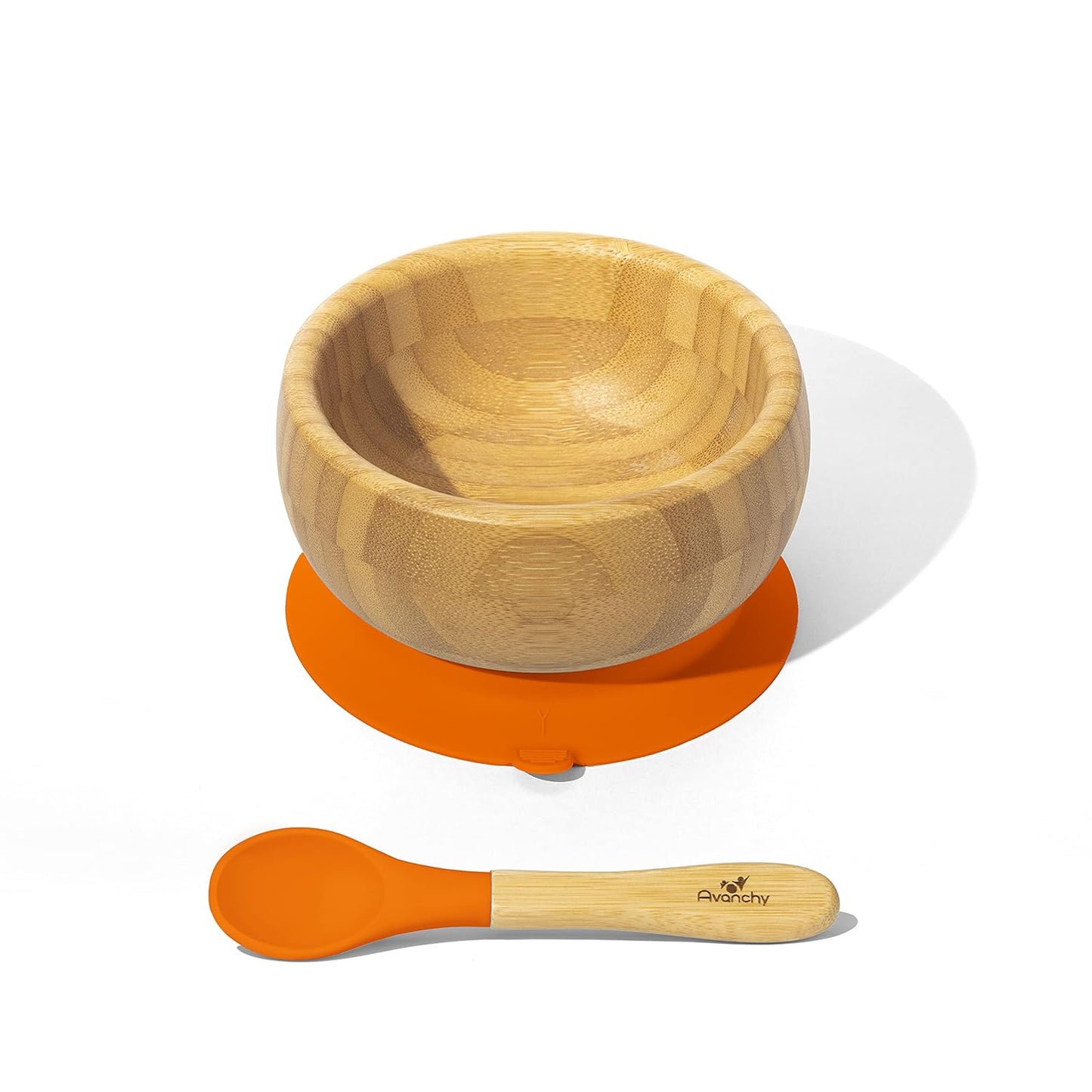 Bamboo Suction Bowl and Silicone Spoon Set