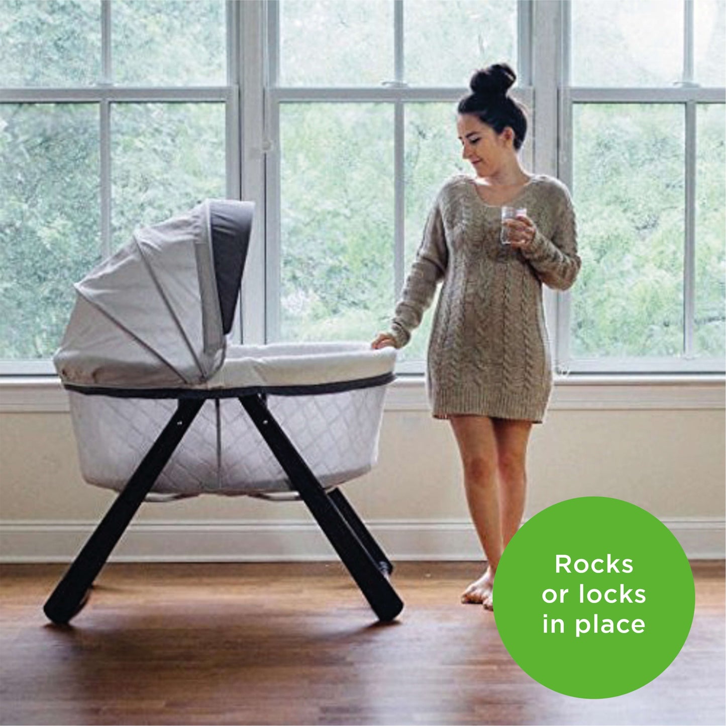 Foldaway Rocking Portable Wood Bassinet