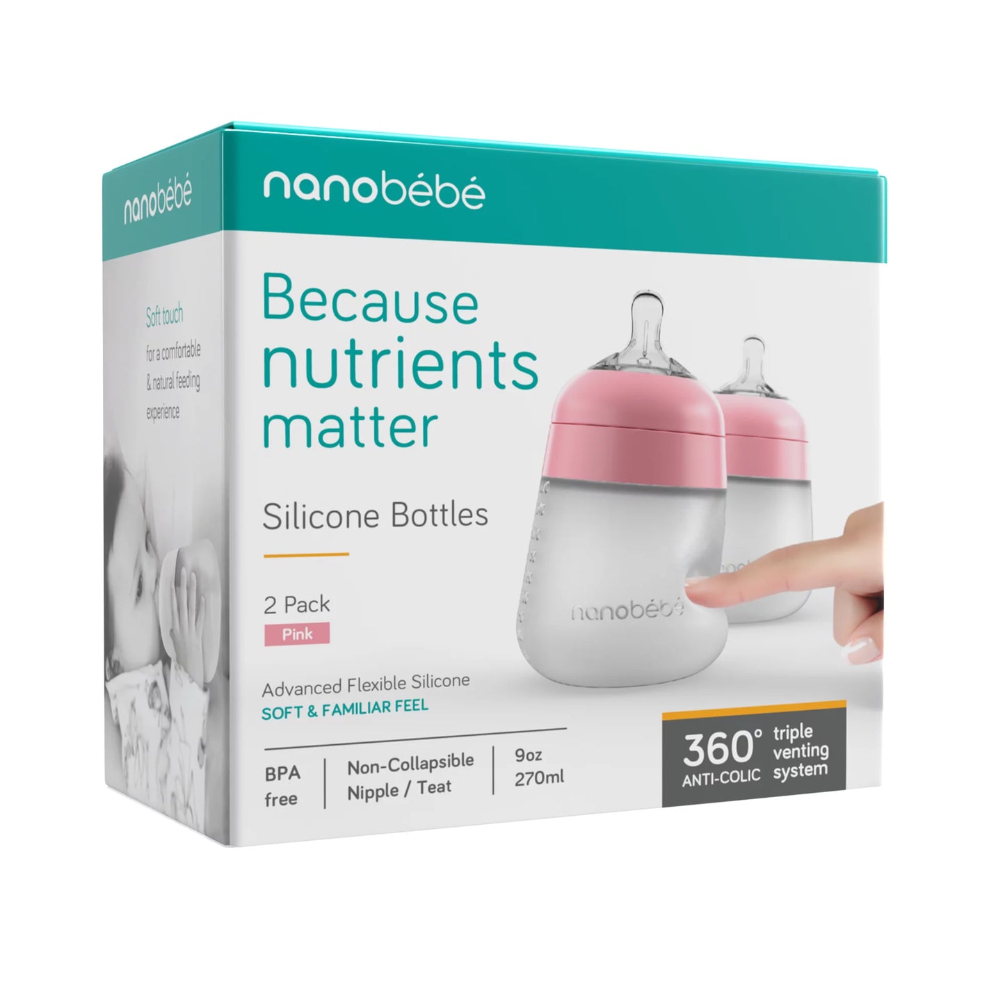 Nanobebe Flexy Silicone Baby Bottle (2 Pack)