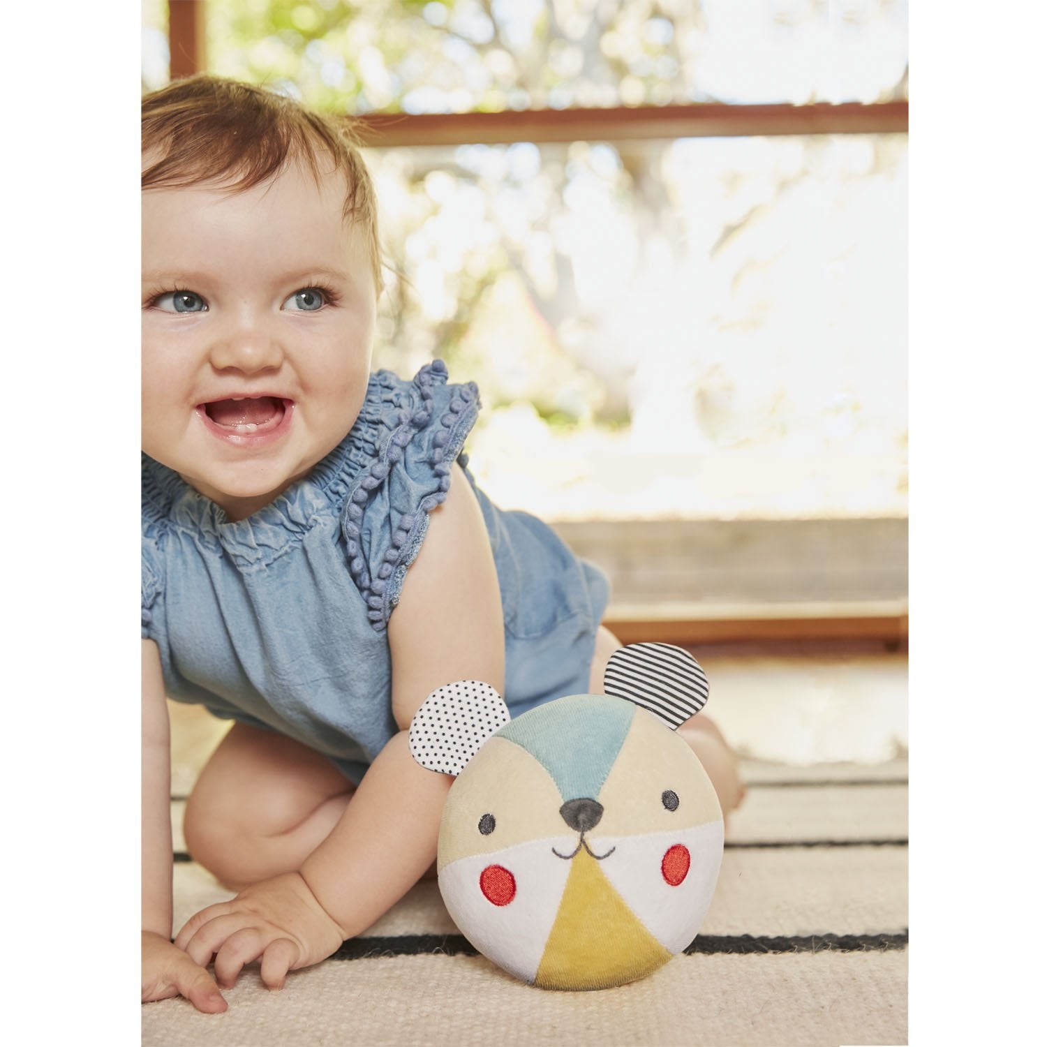 Organic Cotton Soft Chime Busy Baby Ball – Learning Toy for Babies and Toddlers, Measures 6” X 4.75” X 5.50” – Cute Activity Toy That Encourages Crawling