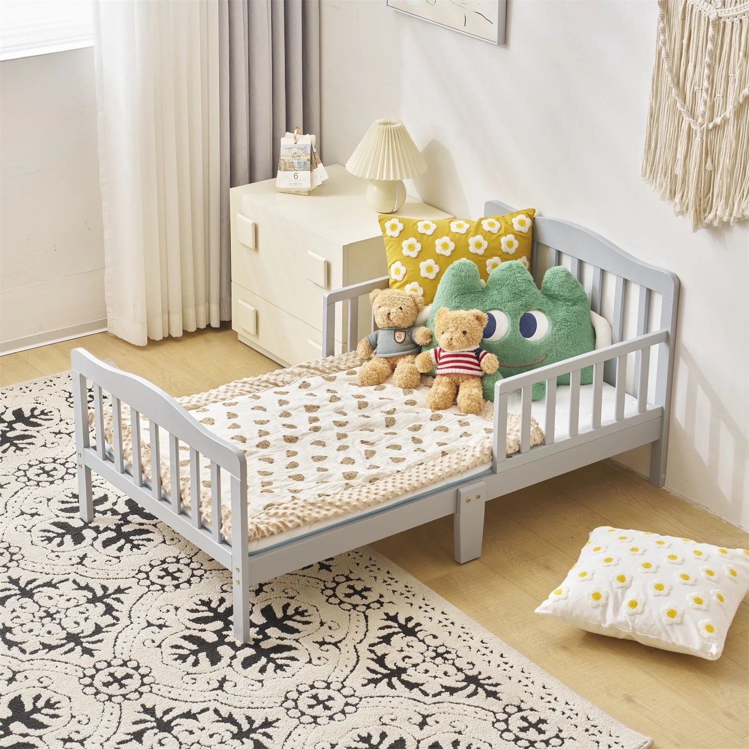 Solid Wood Toddler Bed - Gray