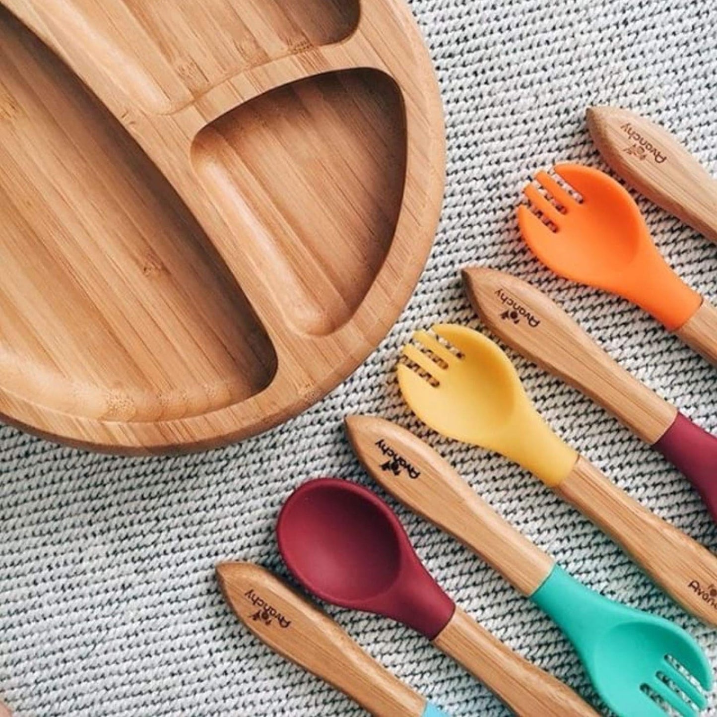 Bamboo and Silicone Spork Utensils (2 Pack)