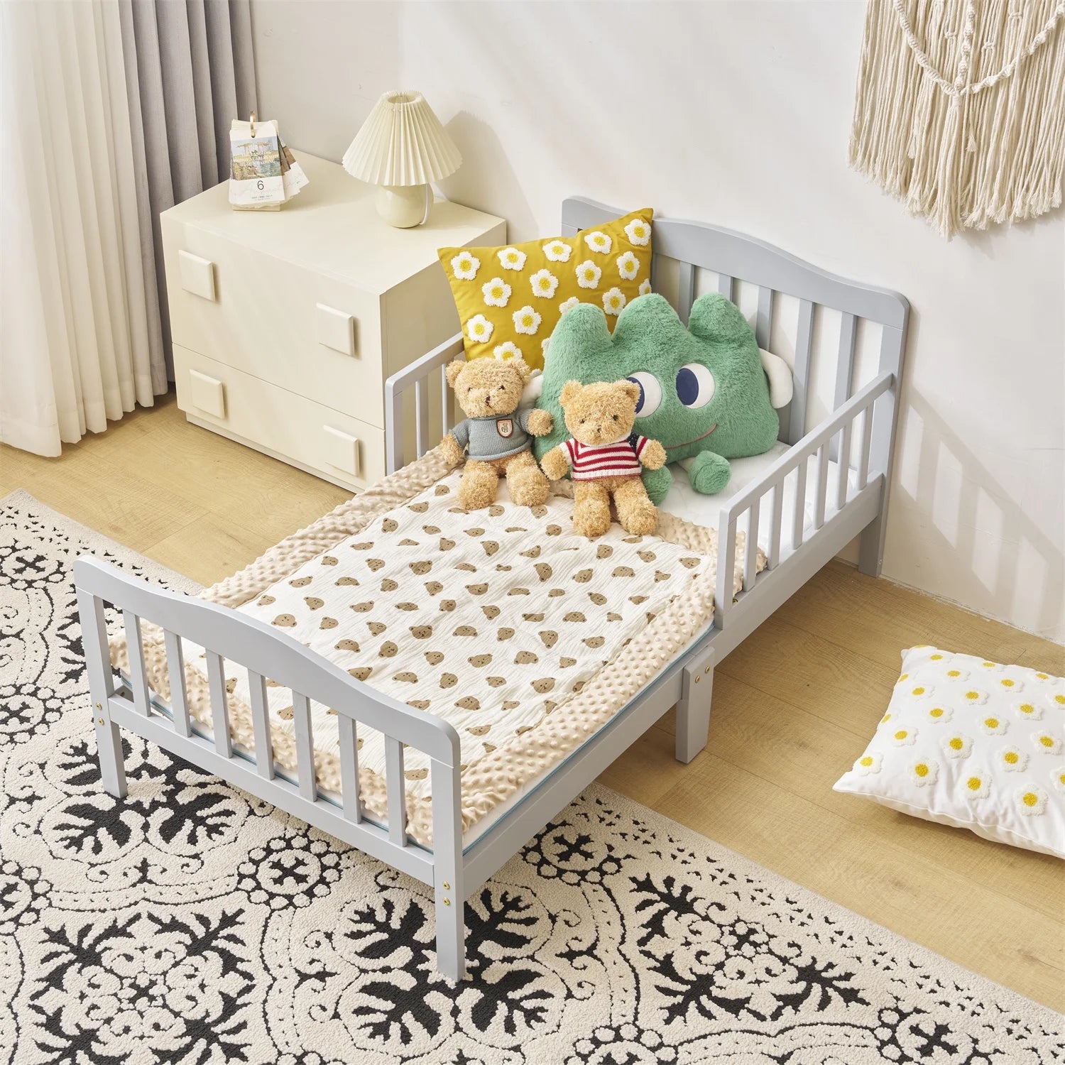 Solid Wood Toddler Bed - Gray