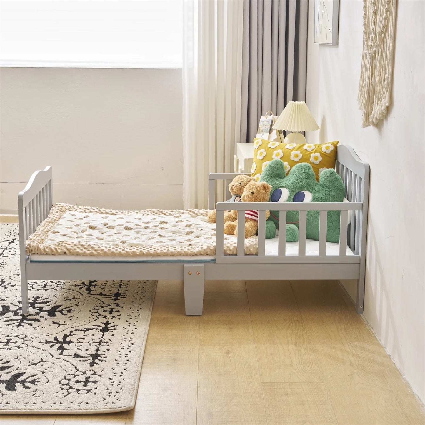 Solid Wood Toddler Bed - Gray