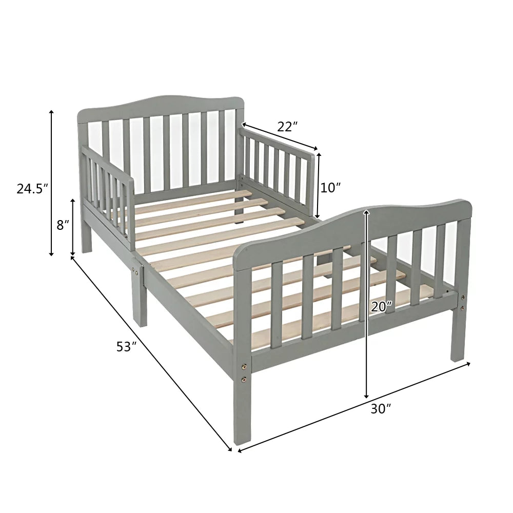 Solid Wood Toddler Bed - Gray