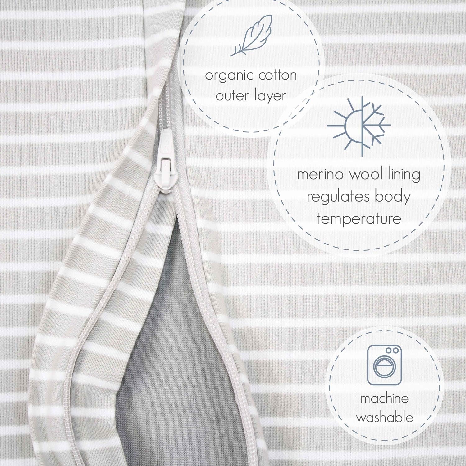 Merino Wool and Organic Cotton Sleep Bag or Sack with feet