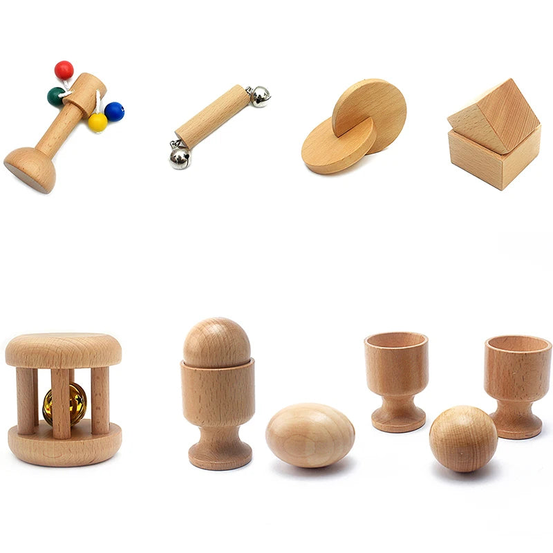 Baby & Toddler Toys Montessori Music & Sound Object Fitting Exercise Teething Wood Toy Natural Wood Non-Paint Baby 6-12 Month