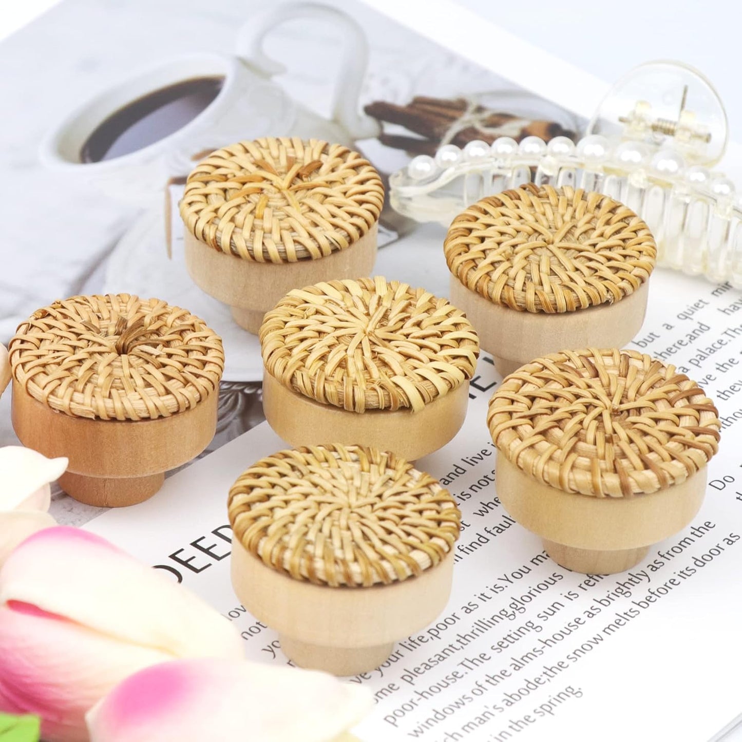 Rattan Drawer Knobs, 10pcs