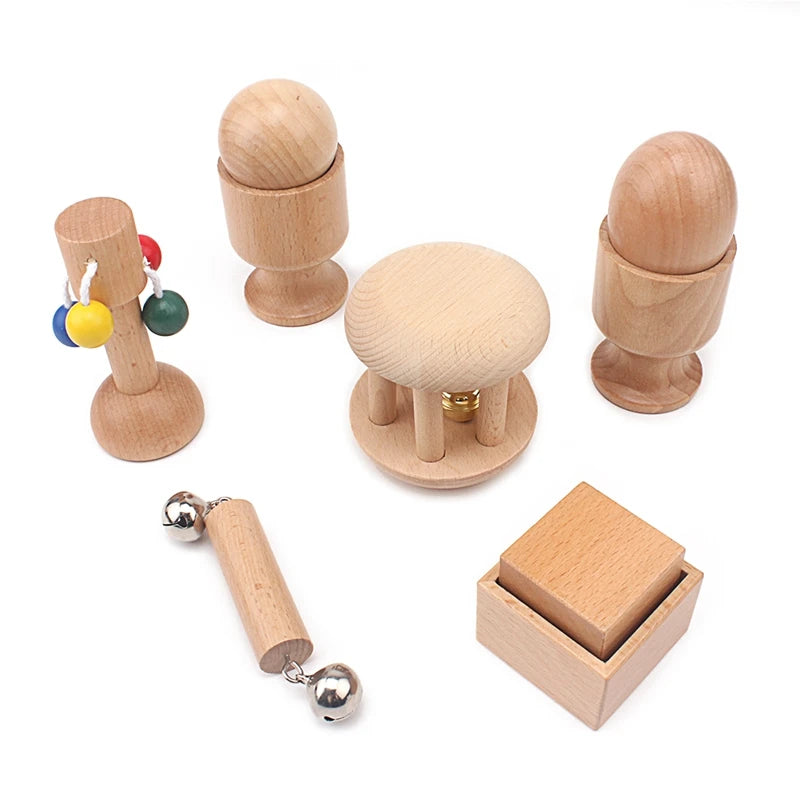 Baby & Toddler Toys Montessori Music & Sound Object Fitting Exercise Teething Wood Toy Natural Wood Non-Paint Baby 6-12 Month