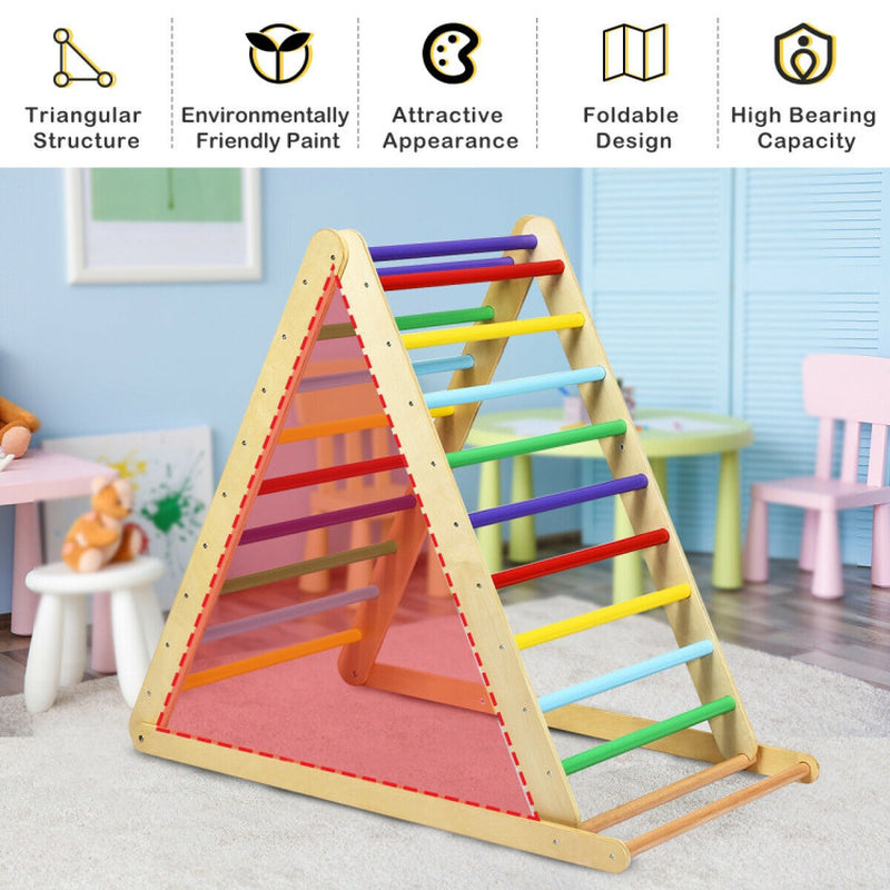 Foldable Wooden Climbing Triangle Indoor Home Climber Ladder